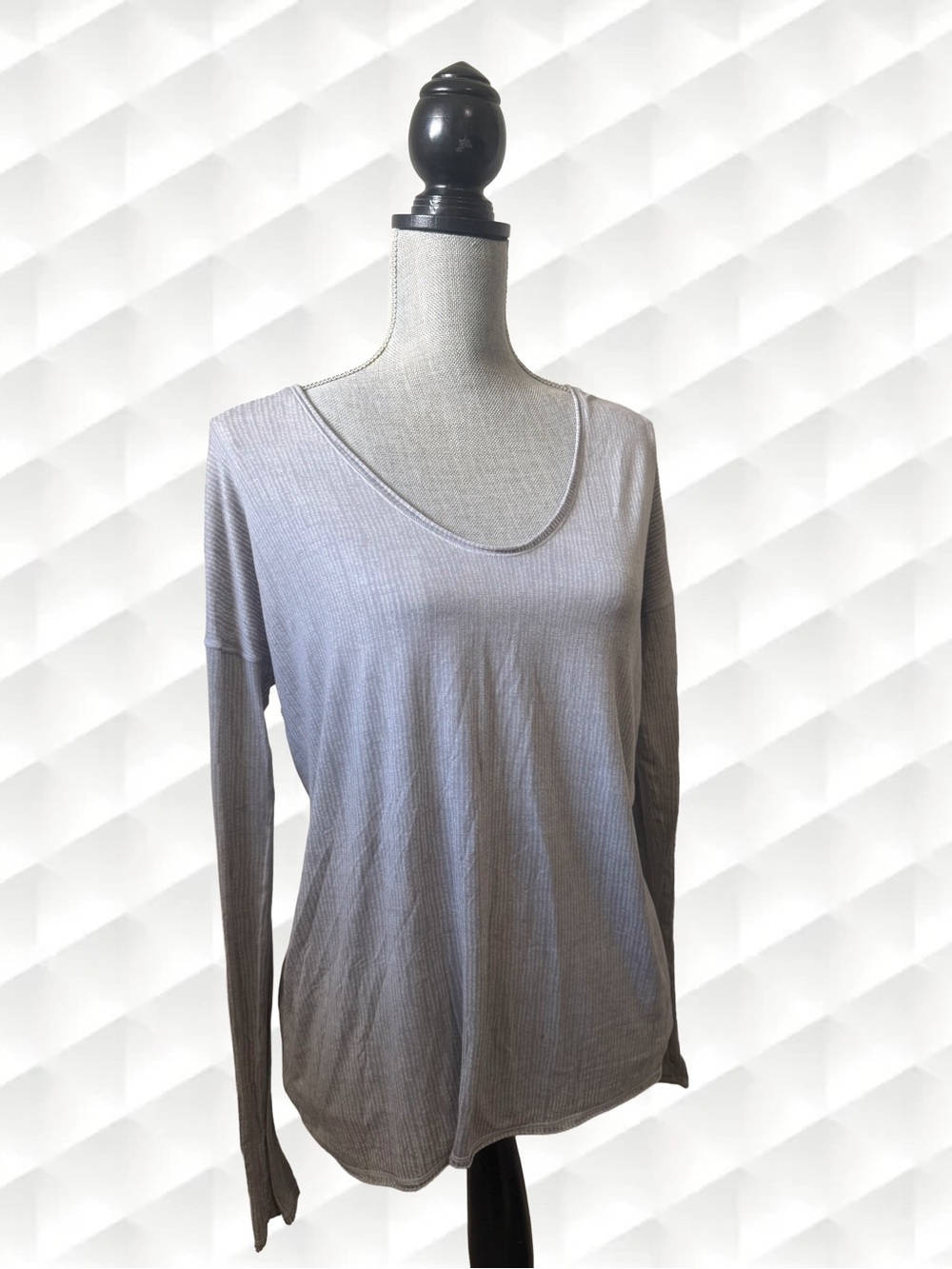 LULULEMON Casual Athletic Minimalist Style Ribbed Long Sleeve Scoop Neck Tee